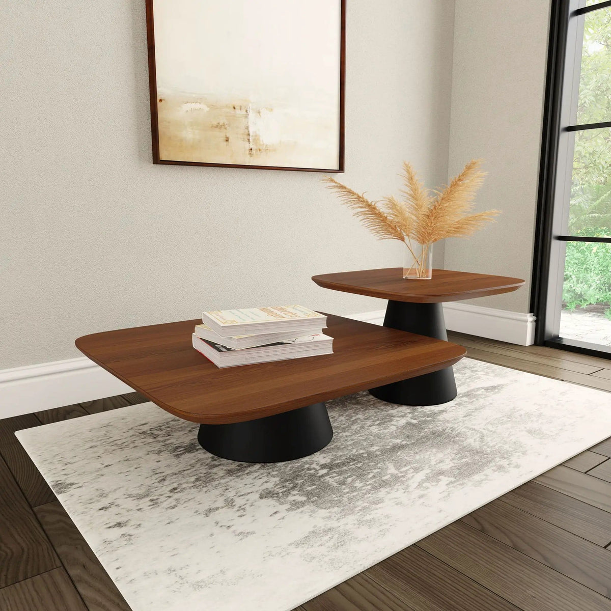 Eason 2-piece Coffee Table Set Walnut and | 2-Piece Set | Walnut | Black