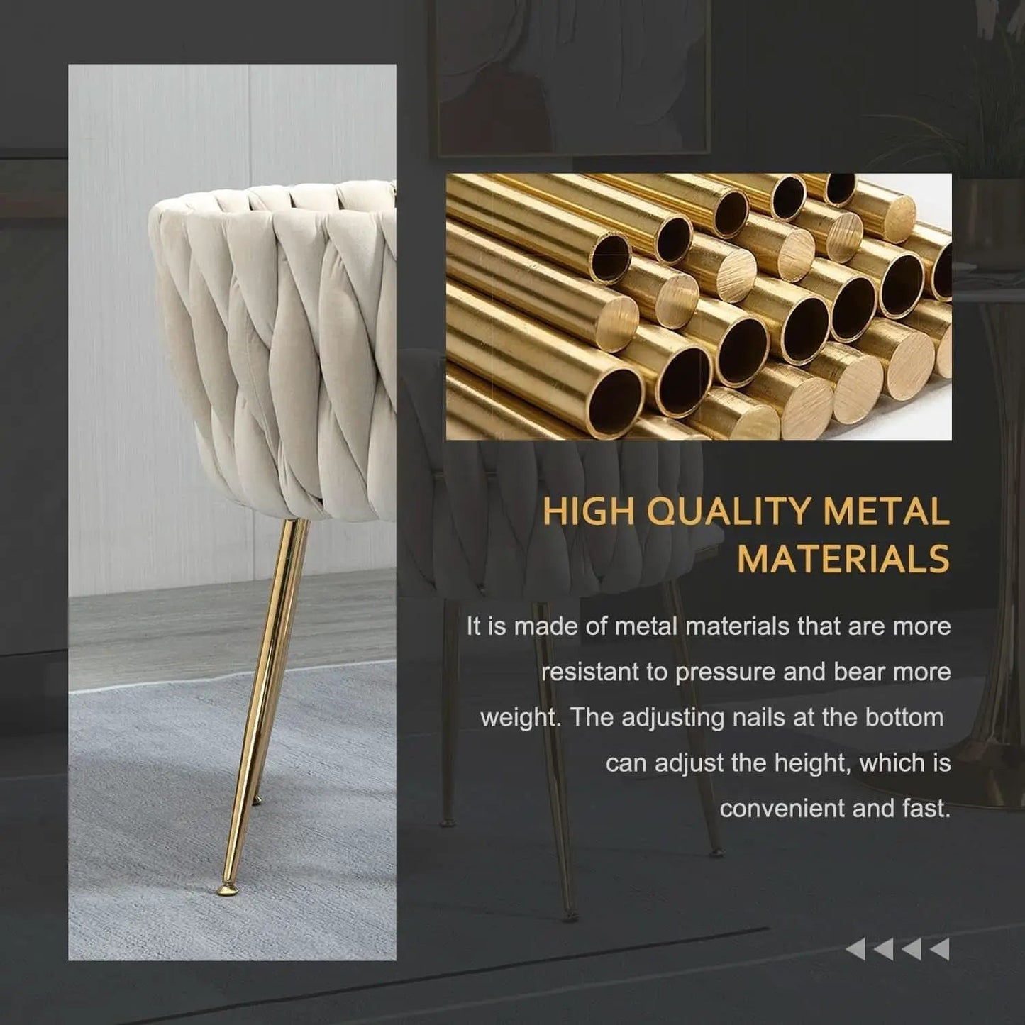Velvet Dining Chairs With Gold Metal Legs Tufted Modern Wingback Set Of 4 from PriceLows™