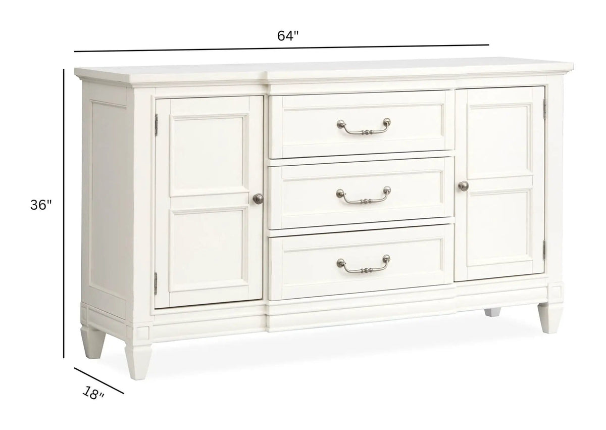Willowbrook Buffet | 18 x 64 x 36 in | Veneer & Wood | Egg Shell White