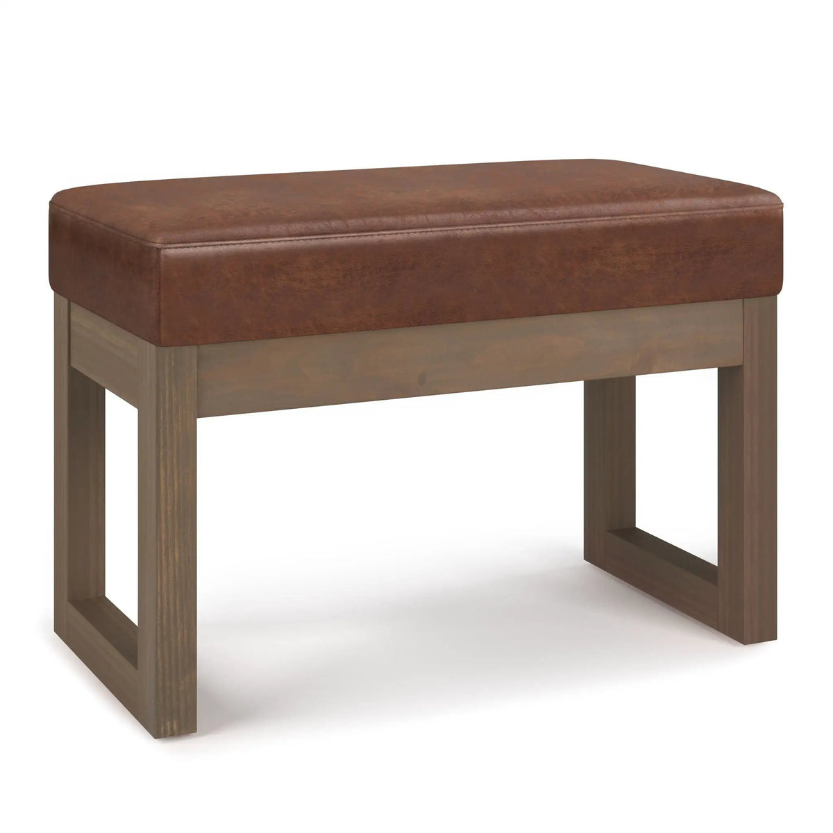 Milltown Upholstered Ottoman Bench | Driftwood Solid Wood Base | Versatile Design | 44.5 Inch Width