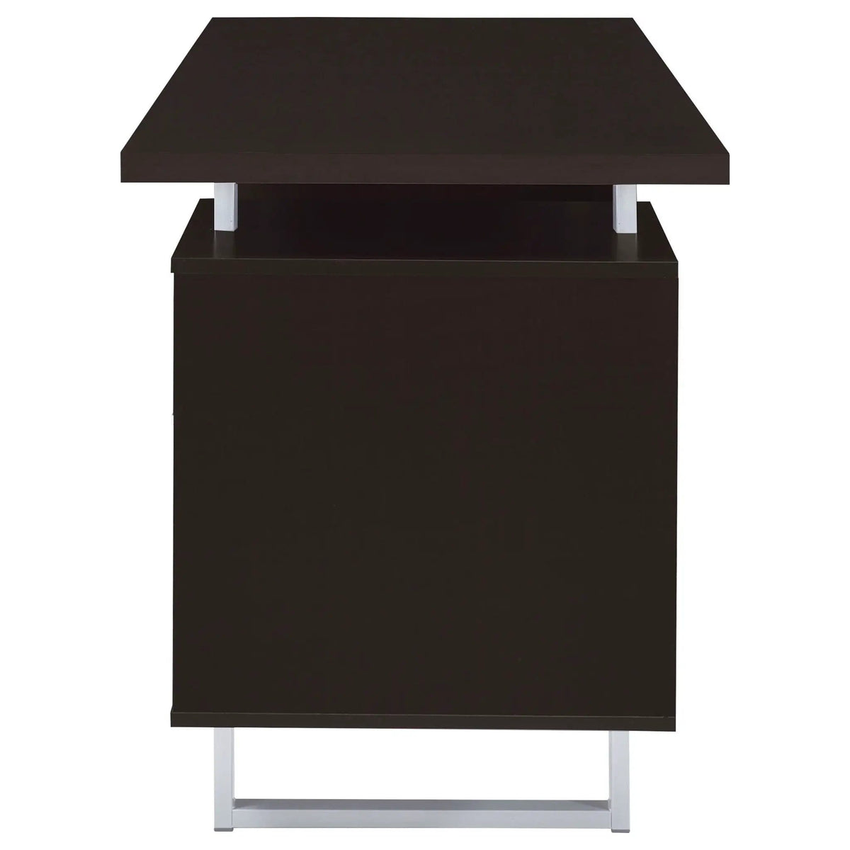 Lawtey 60-inch 2-drawer Office Computer Desk | 60 x 23.5 x 30 in | Metal & Veneer | Cappuccino