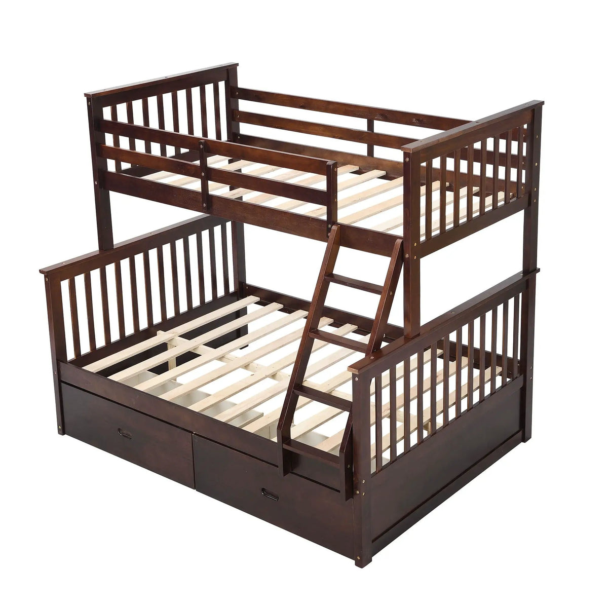 Bunk Bed With Ladder | Safety Guard Rails | Solid Pine Wood | Space-Saving Design