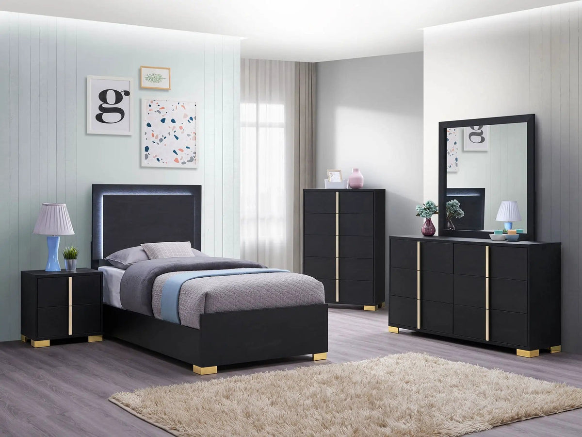 Marceline 5-piece Twin Bedroom Set | 5-Piece Set | Bedroom Furniture | Black