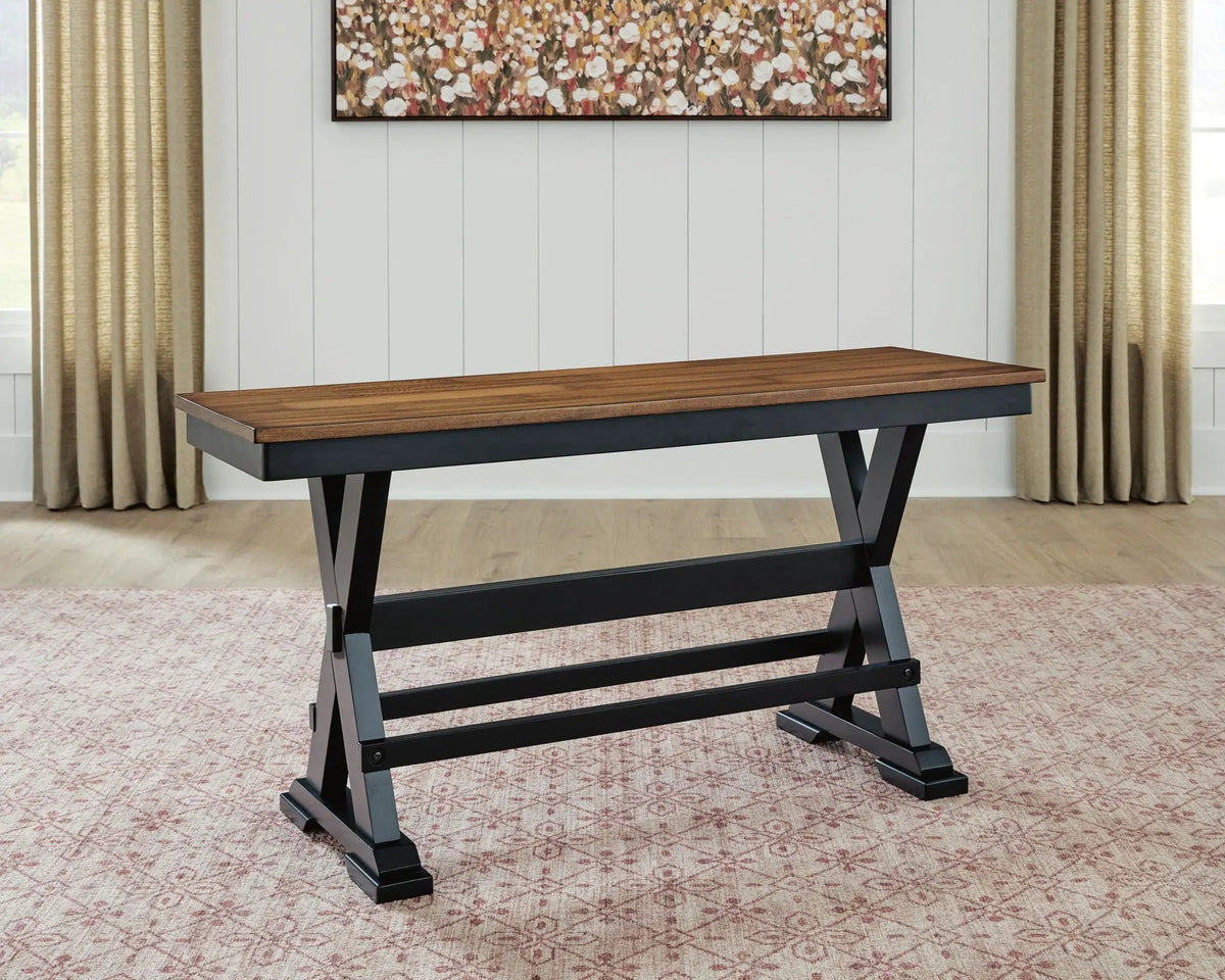Wildenauer Dining Bench | 48 Inch Width | Modern Farmhouse Style | Two-Tone Finish