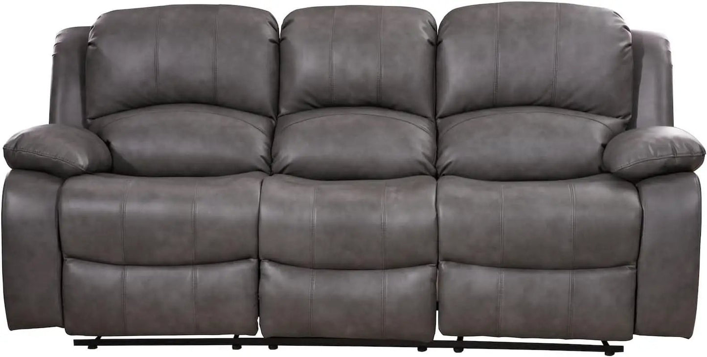 2 Piece Bonded Leather Reclining Sofa Loveseat Set Gray Living Room Furniture Set 8018 from PriceLows™