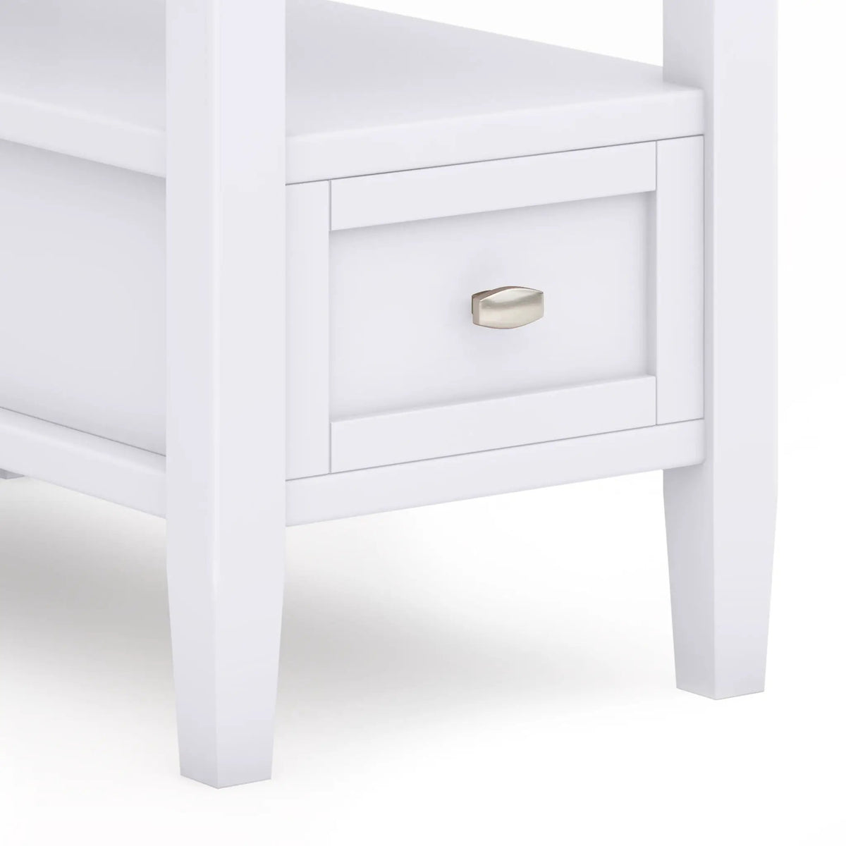 Warm Shaker Solid Wood Table | Bottom Drawer | Open Shelf Storage