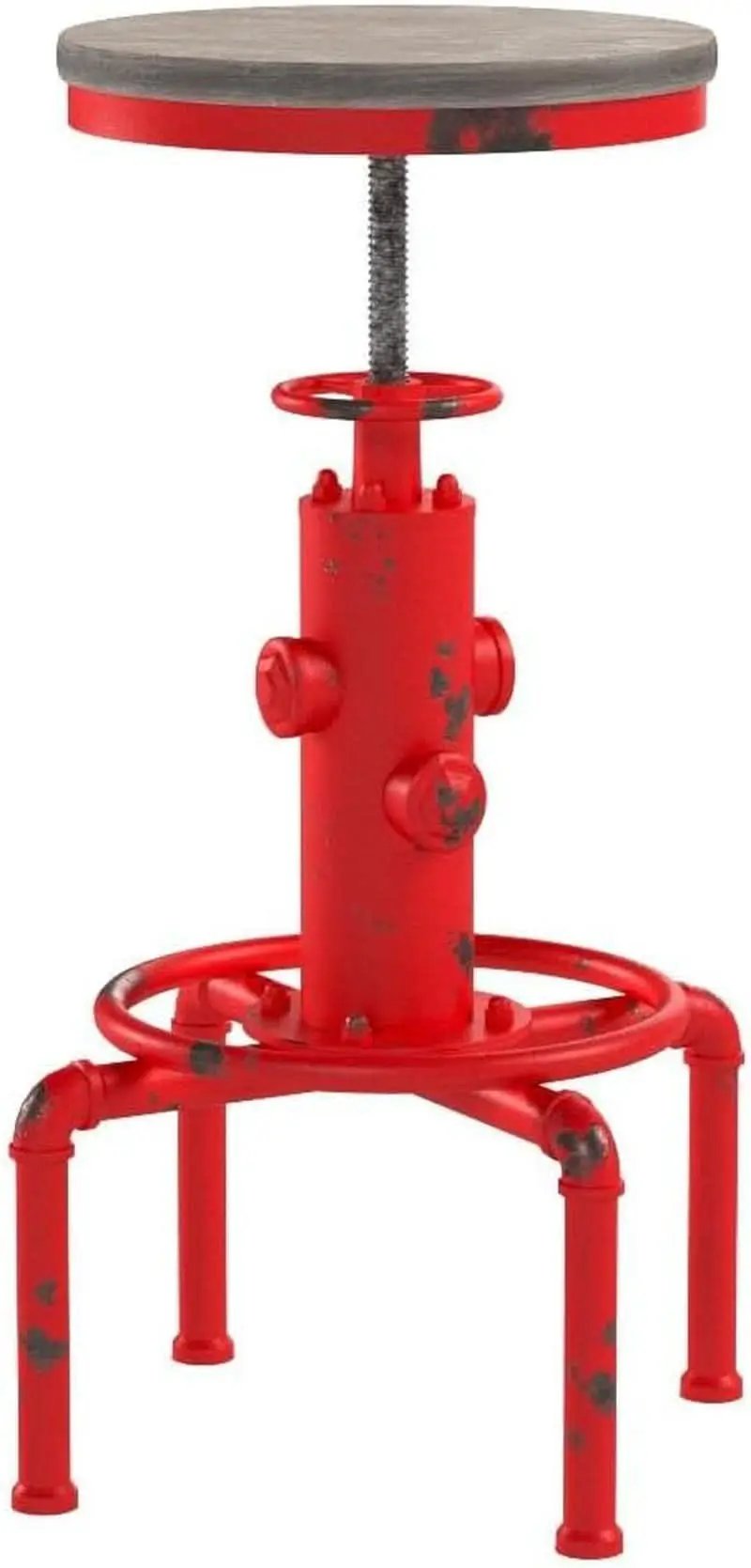 Antique Industrial Barstools Set With Adjustable Wooden Seats from PriceLows™