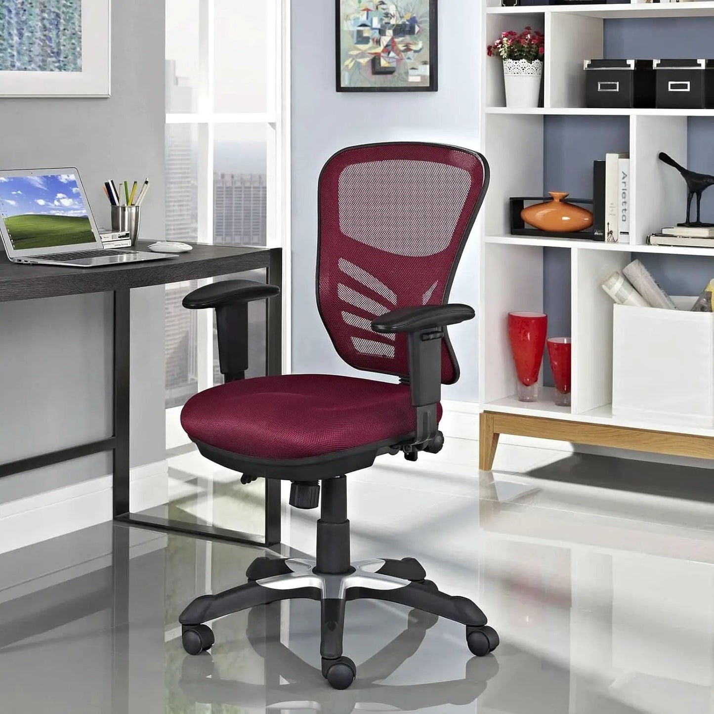 Articulate Ergonomic Red Mesh Office Chair with Adjustable Support from PriceLows™