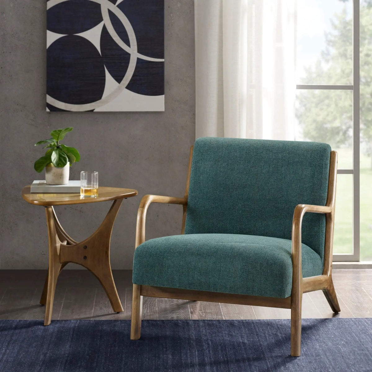 Mid Century Lounge Chair | Solid Wood Frame | High Density Foam | Elm Finish