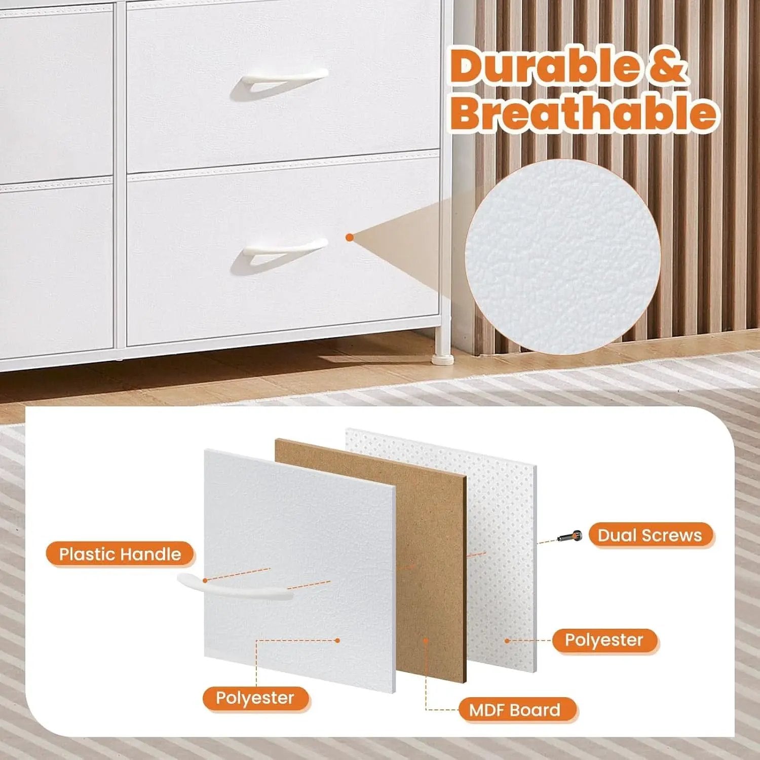 Fabric Dresser With Eight Compartment Bins WoodenTop from PriceLows™