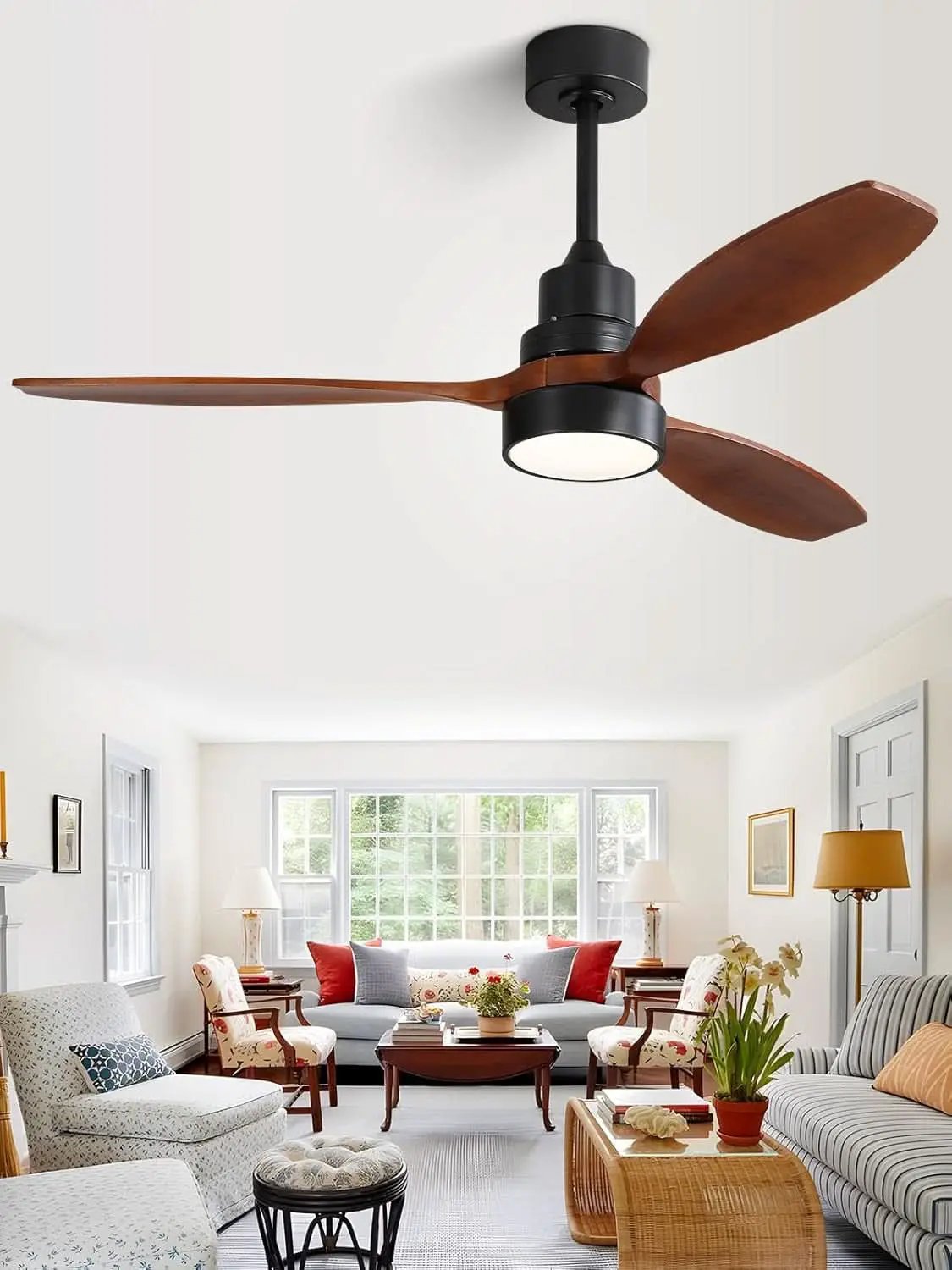 52 Inch Flush Mount Ceiling Fan With Lights Remote Control from PriceLows™
