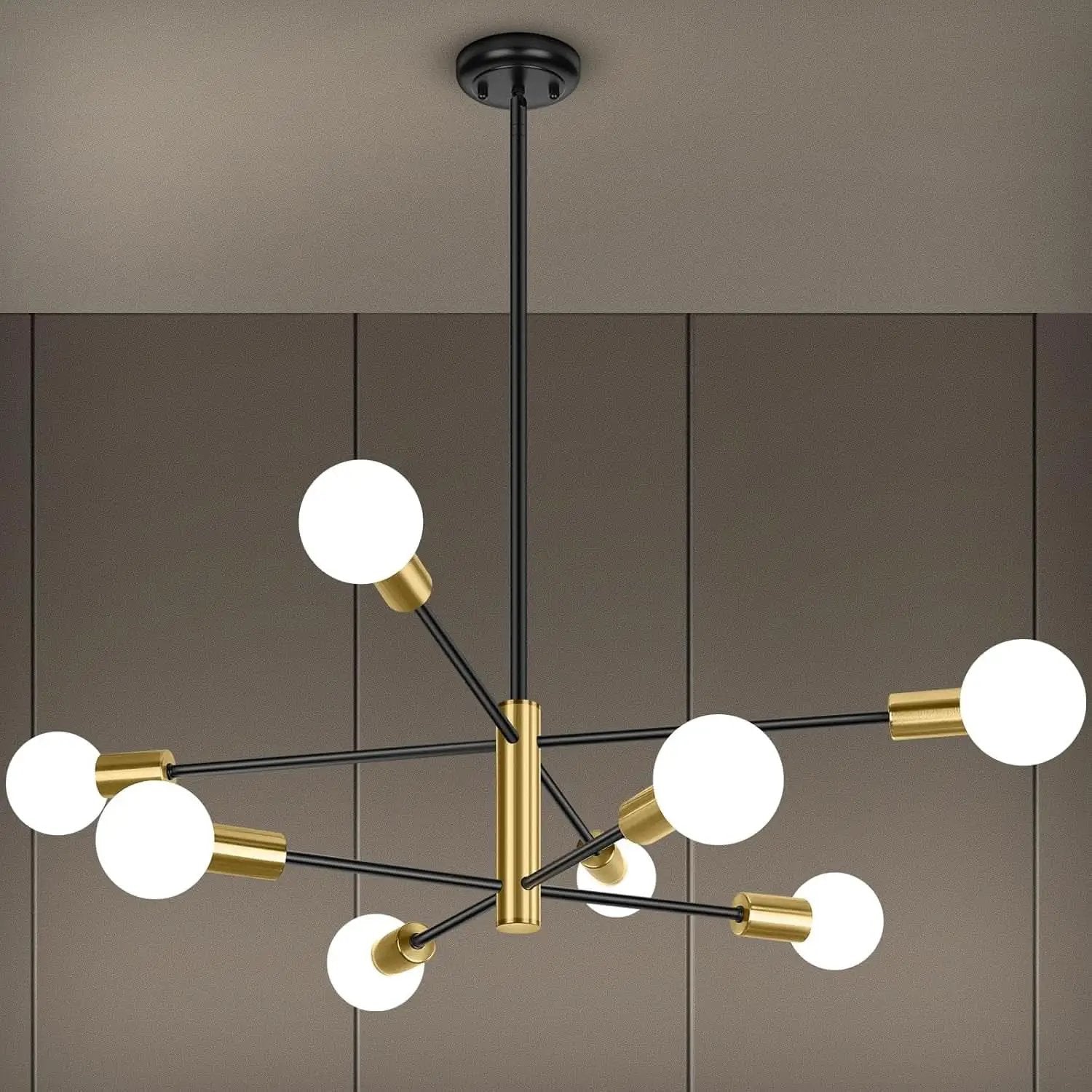 Eight Light Modern Sputnik Chandelier Black And Gold from PriceLows™