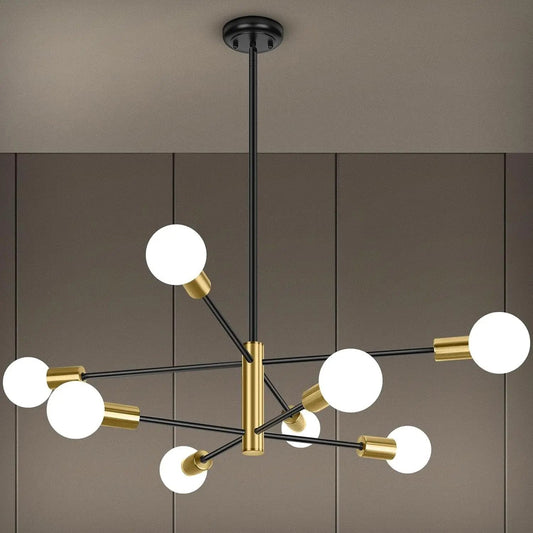 Eight Light Modern Sputnik Chandelier Black And Gold from PriceLows™