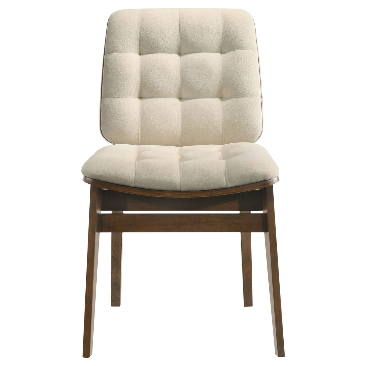 Redbridge Velvet Upholstered Side Chair Cream and Walnut (Set of 2) | 19.25 x 22.25 x 31.75 in | Walnut & Velvet | Living Room