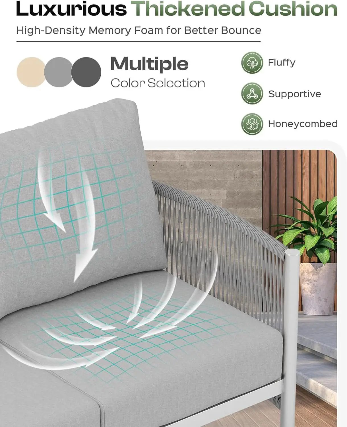 Modern Aluminum Outdoor Patio Furniture Set with Cushions from PriceLows™