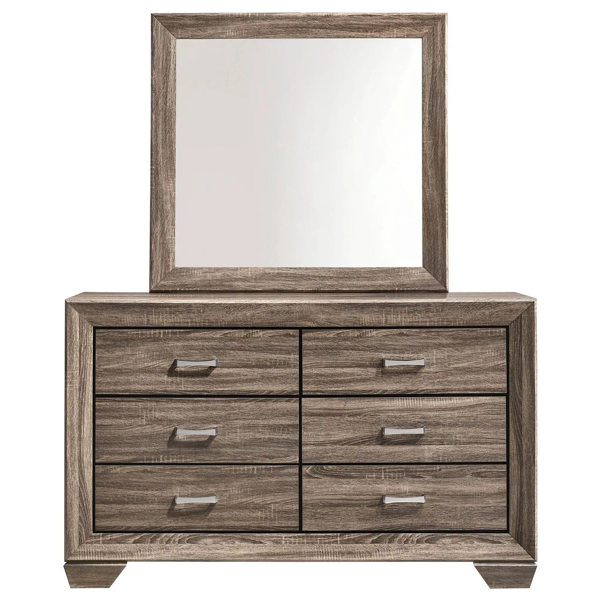 Kauffman 6-drawer Dresser with Mirror Washed | 59 x 16.5 x 76.25 in | Wood | Taupe