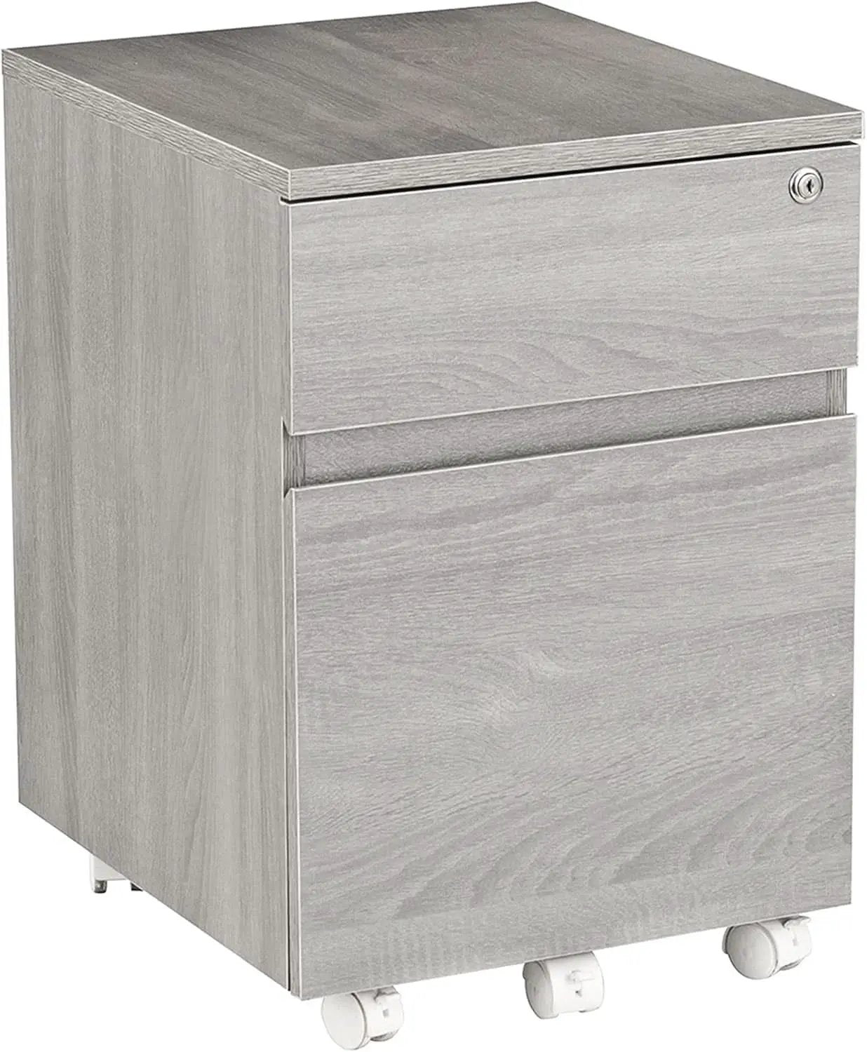 Grey Rolling Locking Two Drawer Vertical Filing Cabinet from PriceLows™