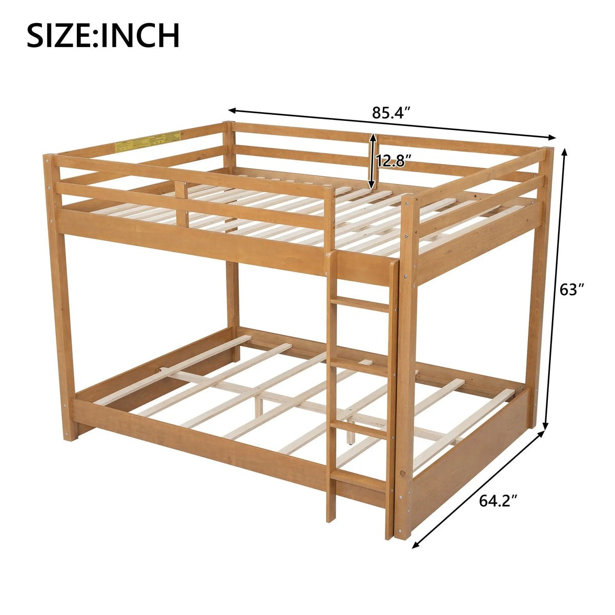 Sturdy Bunk Bed With Ladder | Solid Pine Wood | Guard Rails | Compact Layout