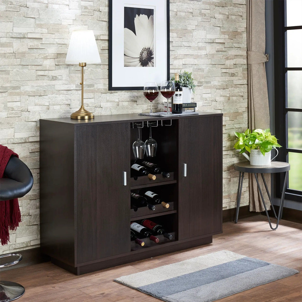 Hazen Wine Cabinet II | 16 x 47 x 35 in | Home Furniture | Espresso