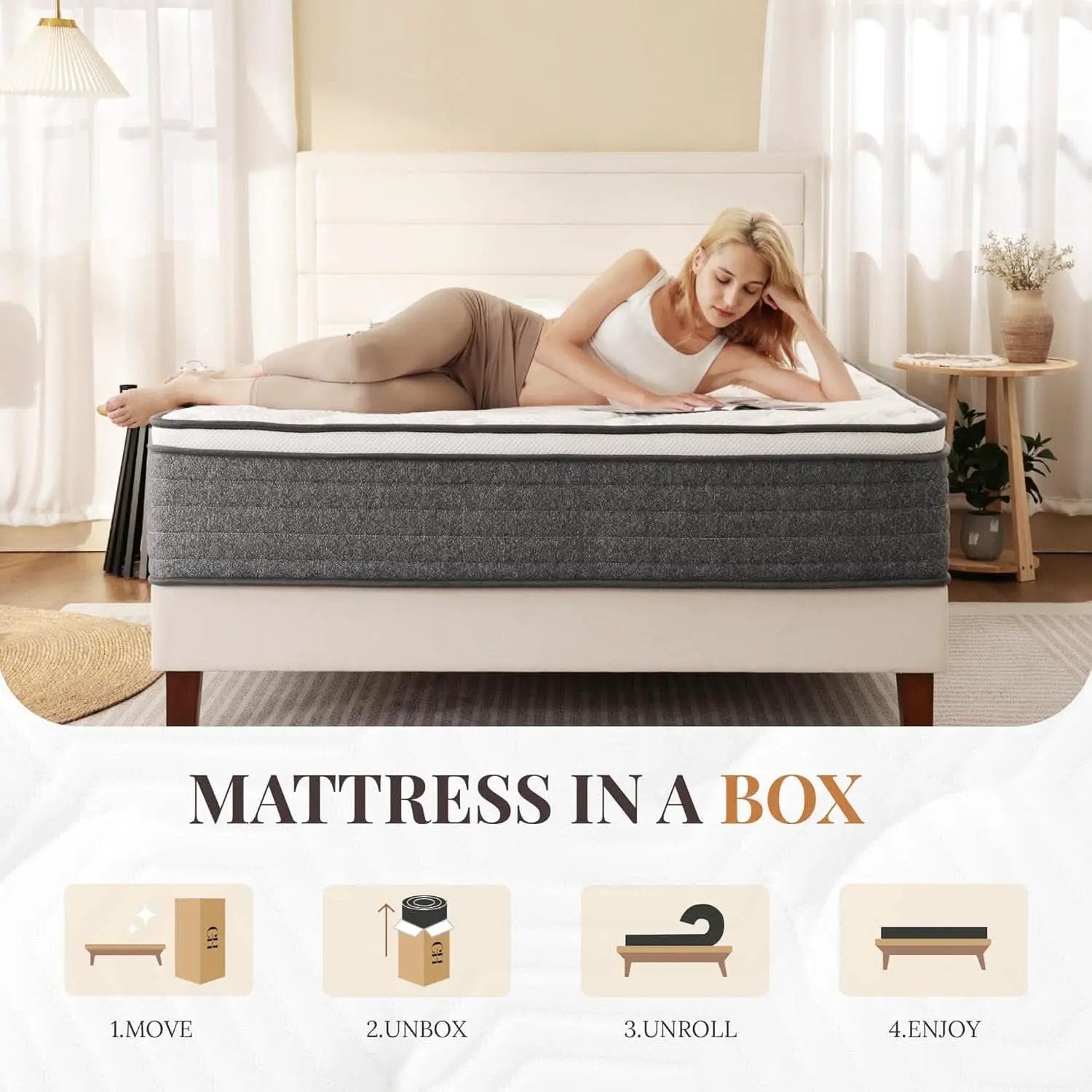 Queen Hybrid Mattress 12 Inch Fiberglass Free Memory Foam from PriceLows™