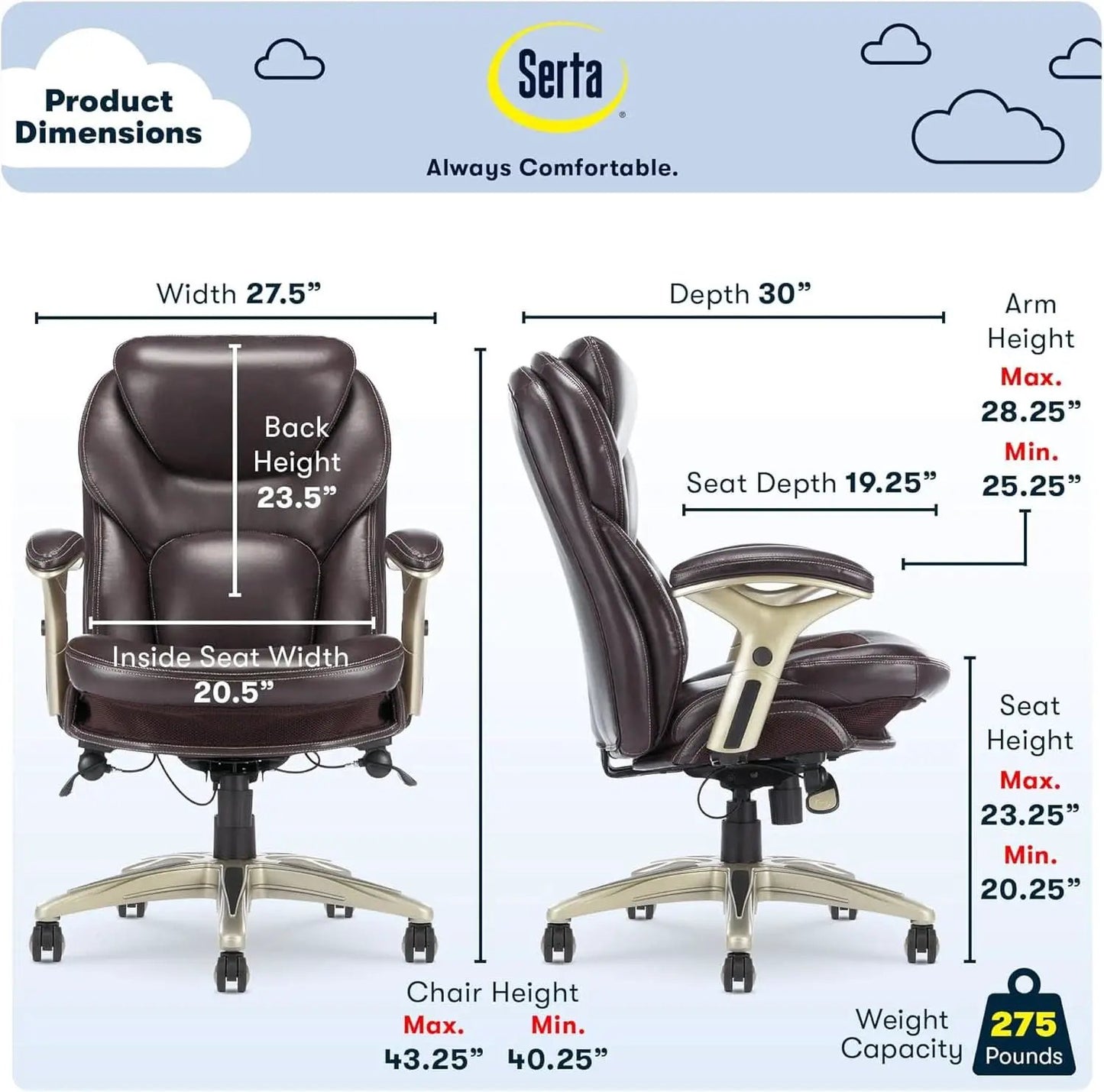 Claremont Ergonomic Office Chair Lumbar Support Chestnut from PriceLows™