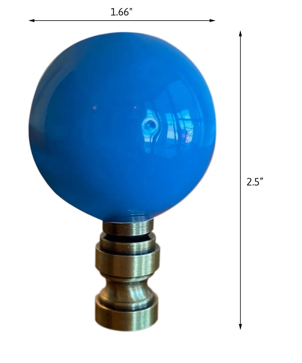 Lamp Finial | 2.5 Inch Round Sky Blue Ceramic | Standard 1/4-27 Thread