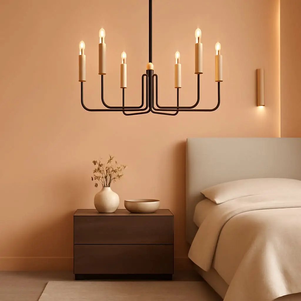 Black And Gold Six Light Farmhouse Chandelier For Dining Room from PriceLows™