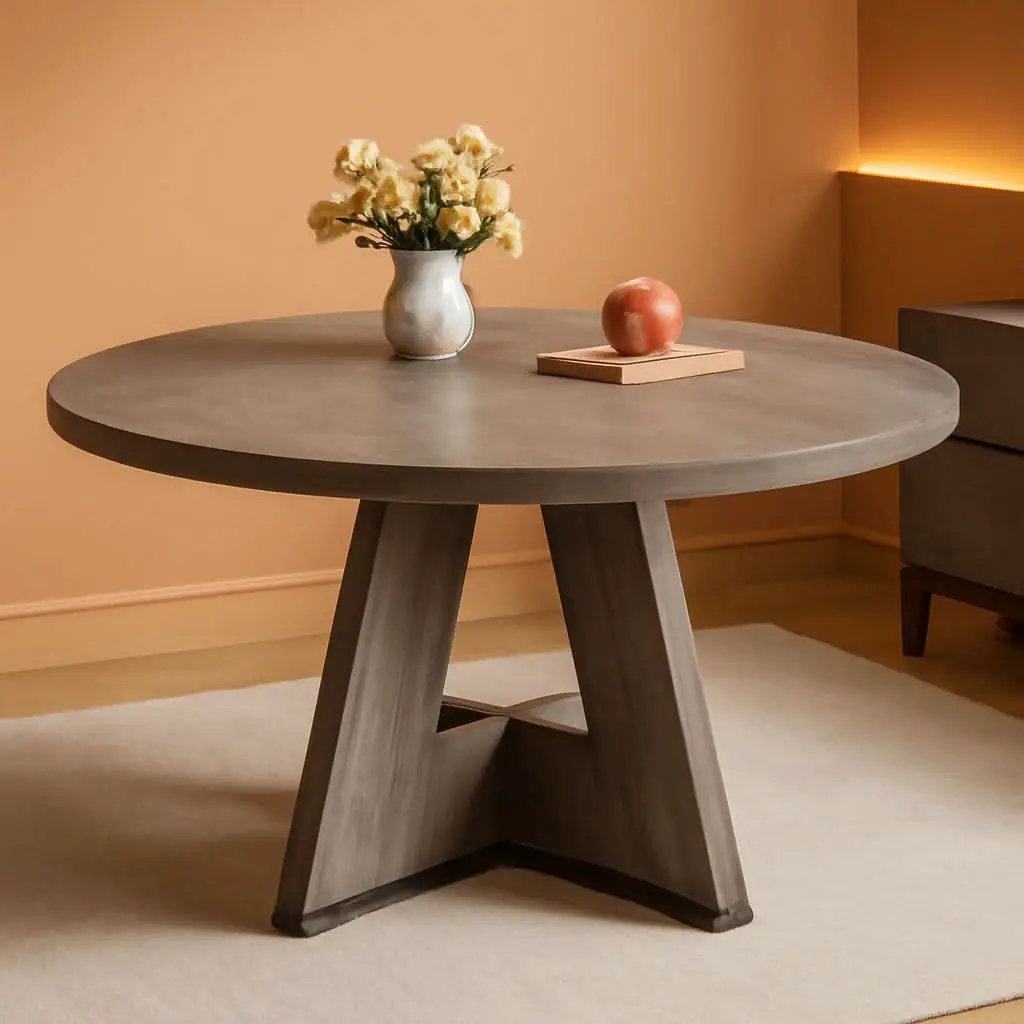 Round 47 Inch Dining Table For 4 To 6 With Grey Pedestal from PriceLows™