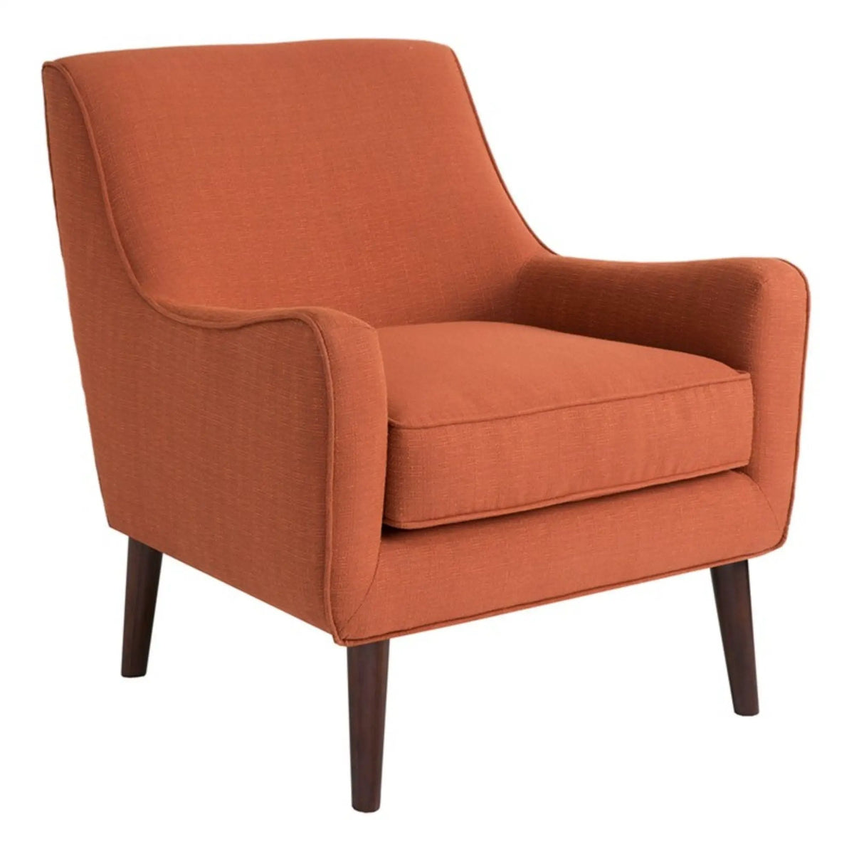 Upholstered Accent Chair | Burnt Orange | Mid-Century Design | Tight Back
