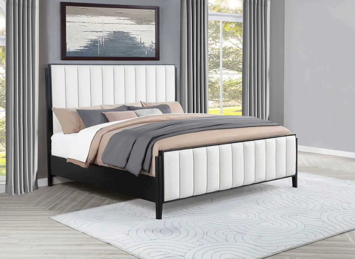 Brookmead 60-inch Upholstered Eastern King Bed | 80 x 85 x 60 in | Wood | Black