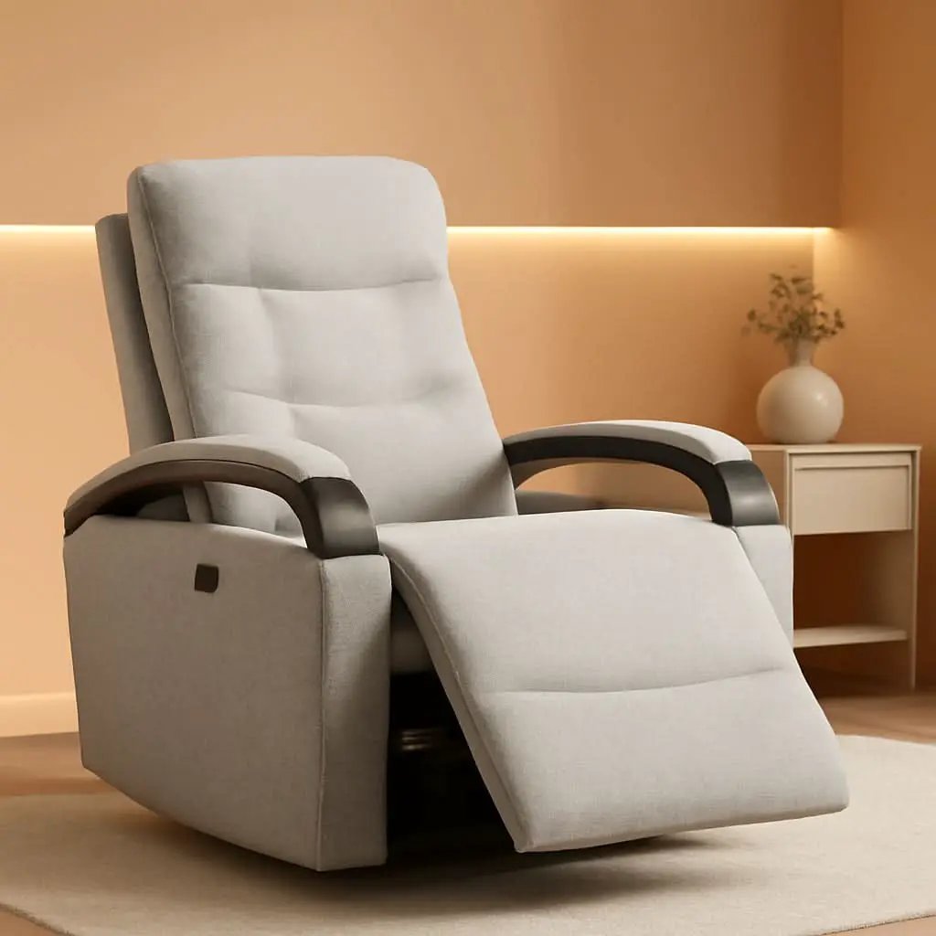 Fabric Power Swivel Glider Rocker Recliner Chair Light Grey from PriceLows™