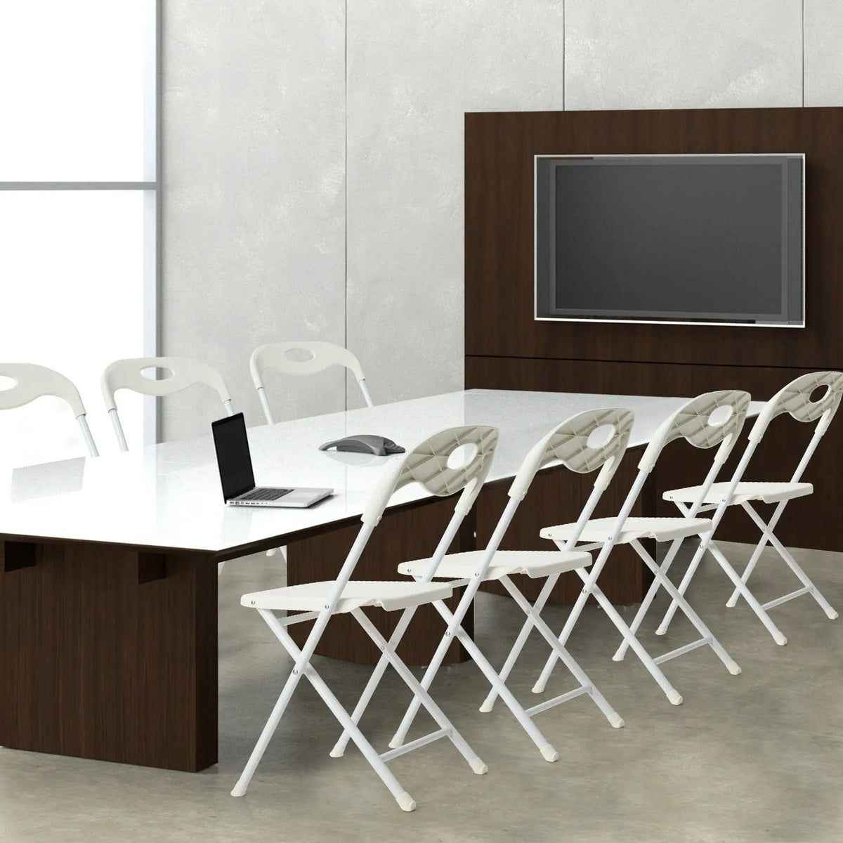 Folding Chairs | Set Of 4 | White | Stackable And Waterproof
