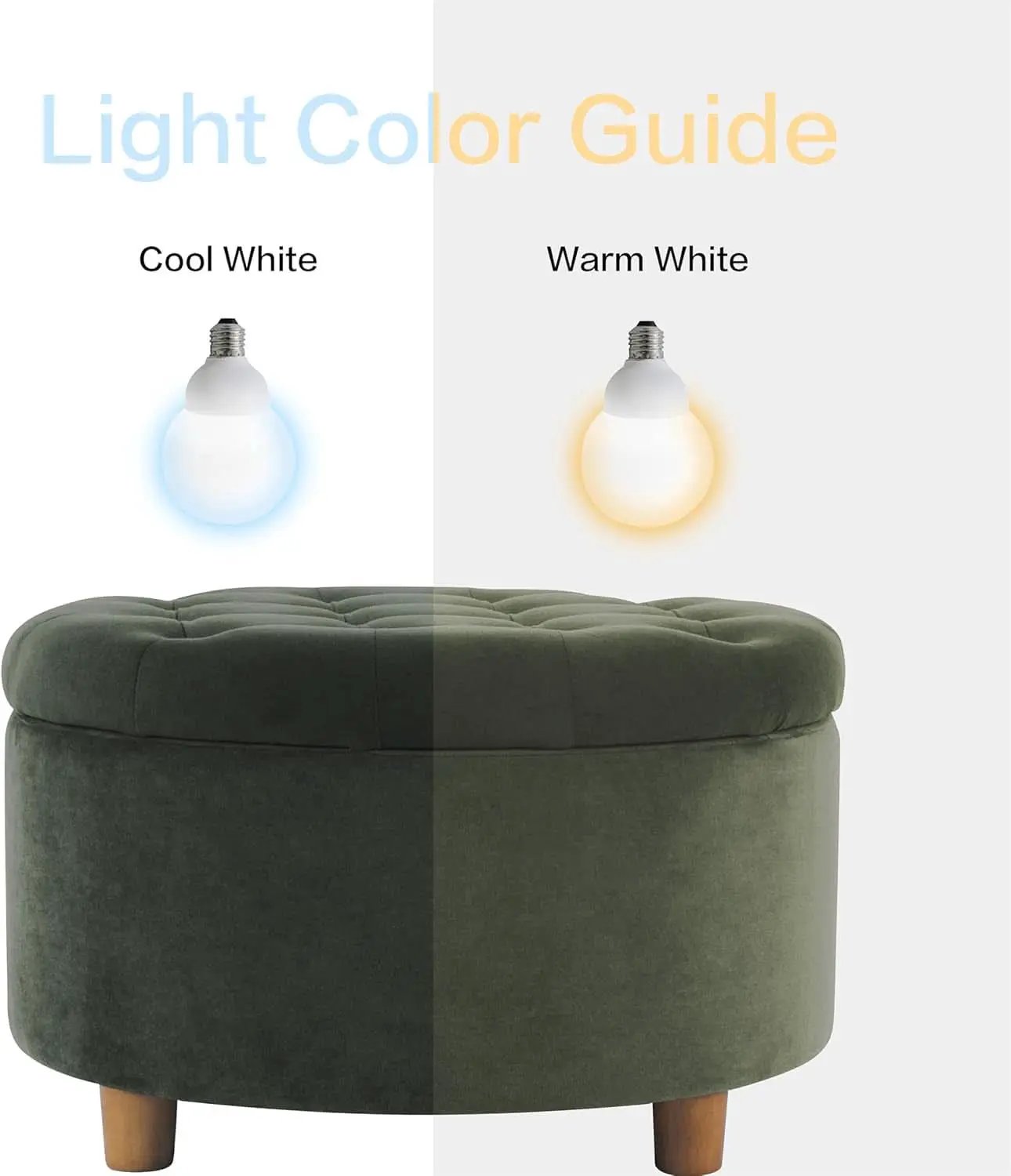 Handcrafted Loden Green Velvet Storage Ottoman 28In from PriceLows™