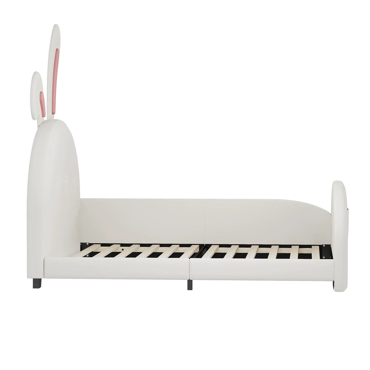 Upholstered Rabbit-Shape Princess Bed | Headboard And Footboard | Humidity Resistant Frame | 51.2 Inch Height