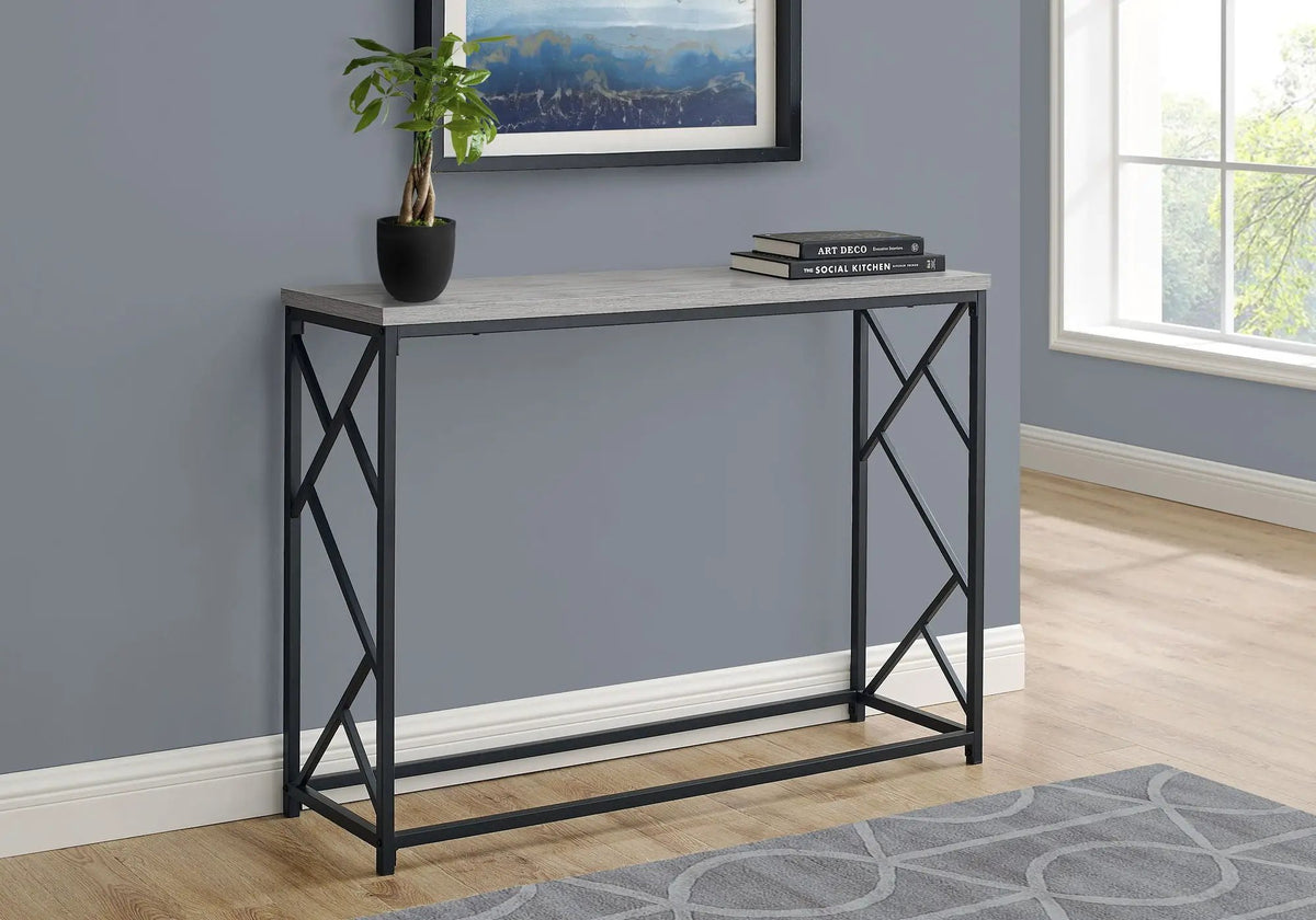 Modern Entryway Console Table | 44 Inch Width | Wood-Look Tabletop | Metal Frame