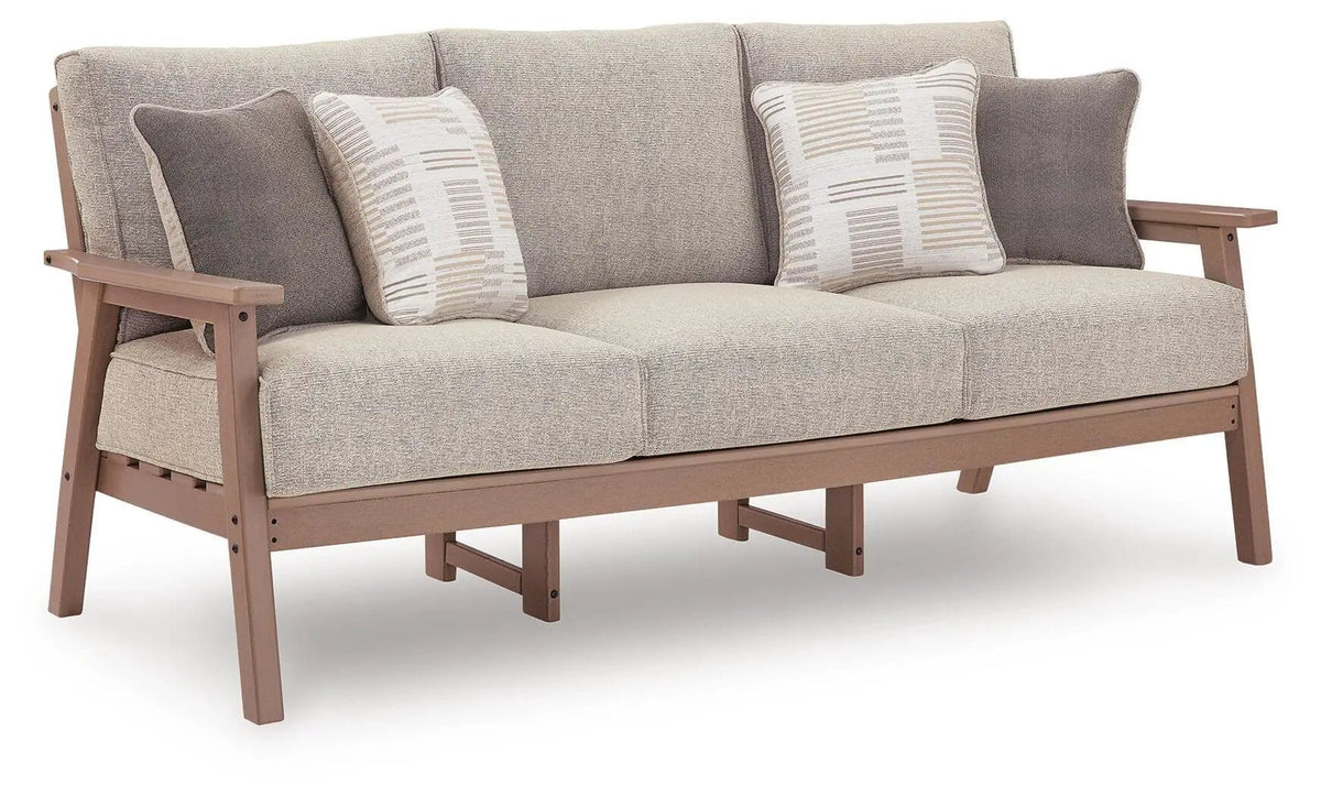 Grover Beach Sofa With Cushion | 77.13 x 33 x 37 in | Polyester & Fabric | Driftwood