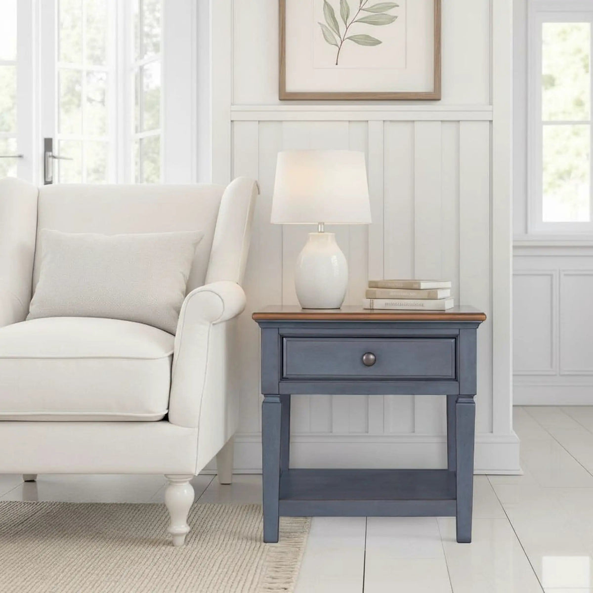 End Table - | 24 x 24 x 24 in | Wood | Blue