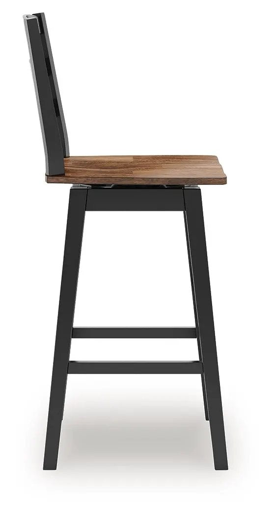 Wildenauer Swivel Stool | Set Of 2 | Butcher-Block Style Seat | Farmhouse Motif