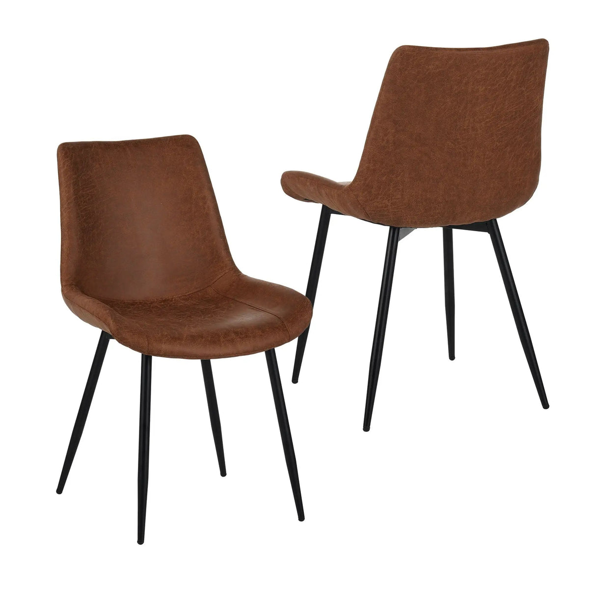 Dining Chairs | Set Of 4 | Brown | Water-Resistant PU Leather Seat