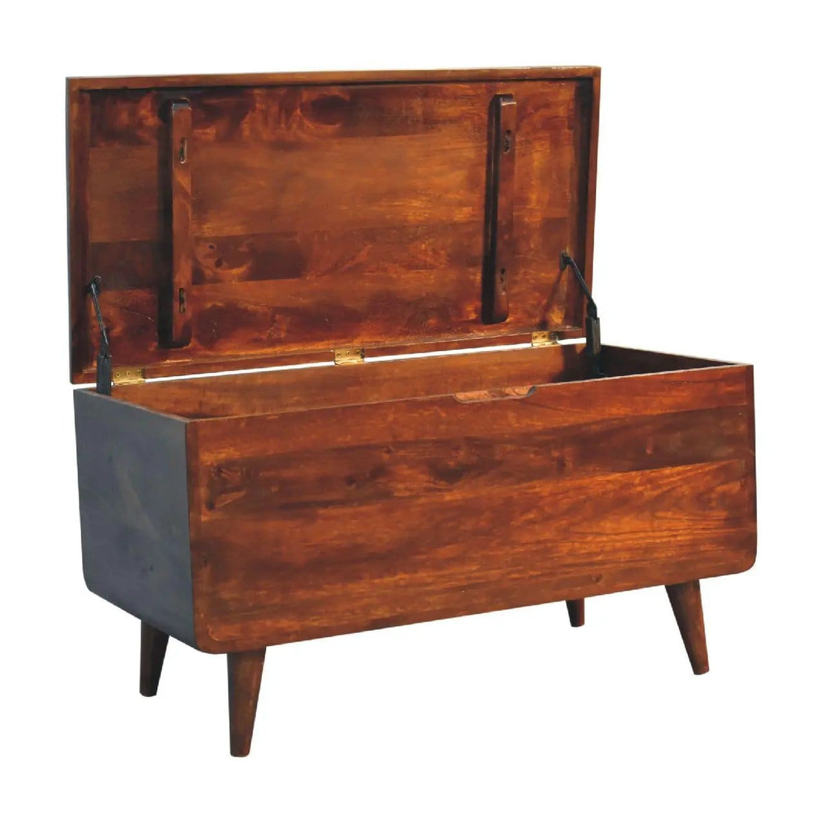 Curved Blanket Box Chestnut Storage Trunk | 35.43 x 17.72 x 19.69 in | Mango Wood | Home