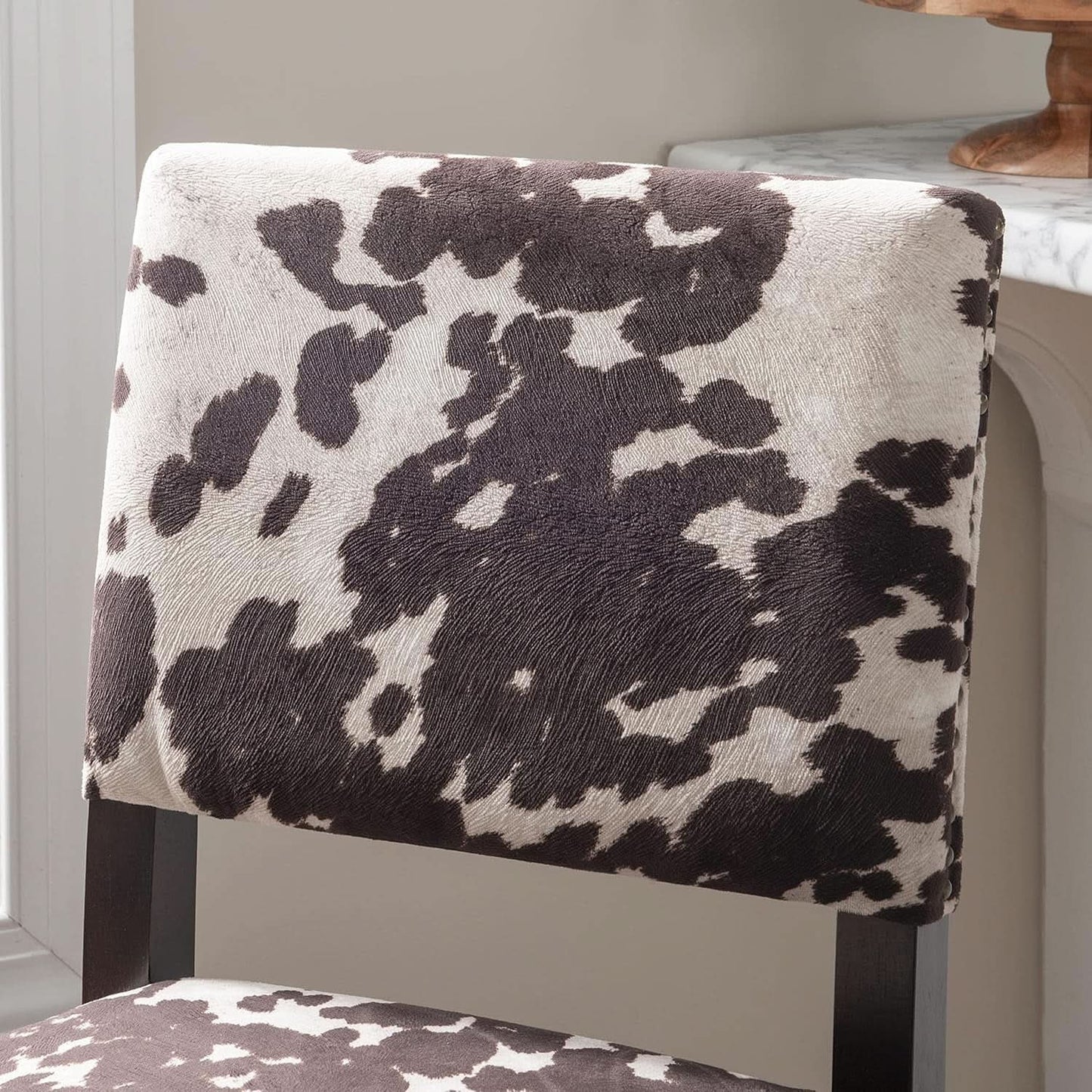 Stylish Cowhide Print Bar Stool with Comfortable Padded Seat from PriceLows™
