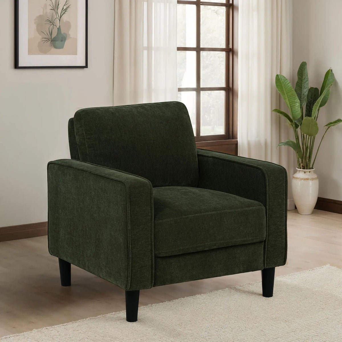 Ruth Fabric Upholstered Track Arm Accent Chair Matcha | 32.25 x 31.5 x 33.5 in | Fabric | Green