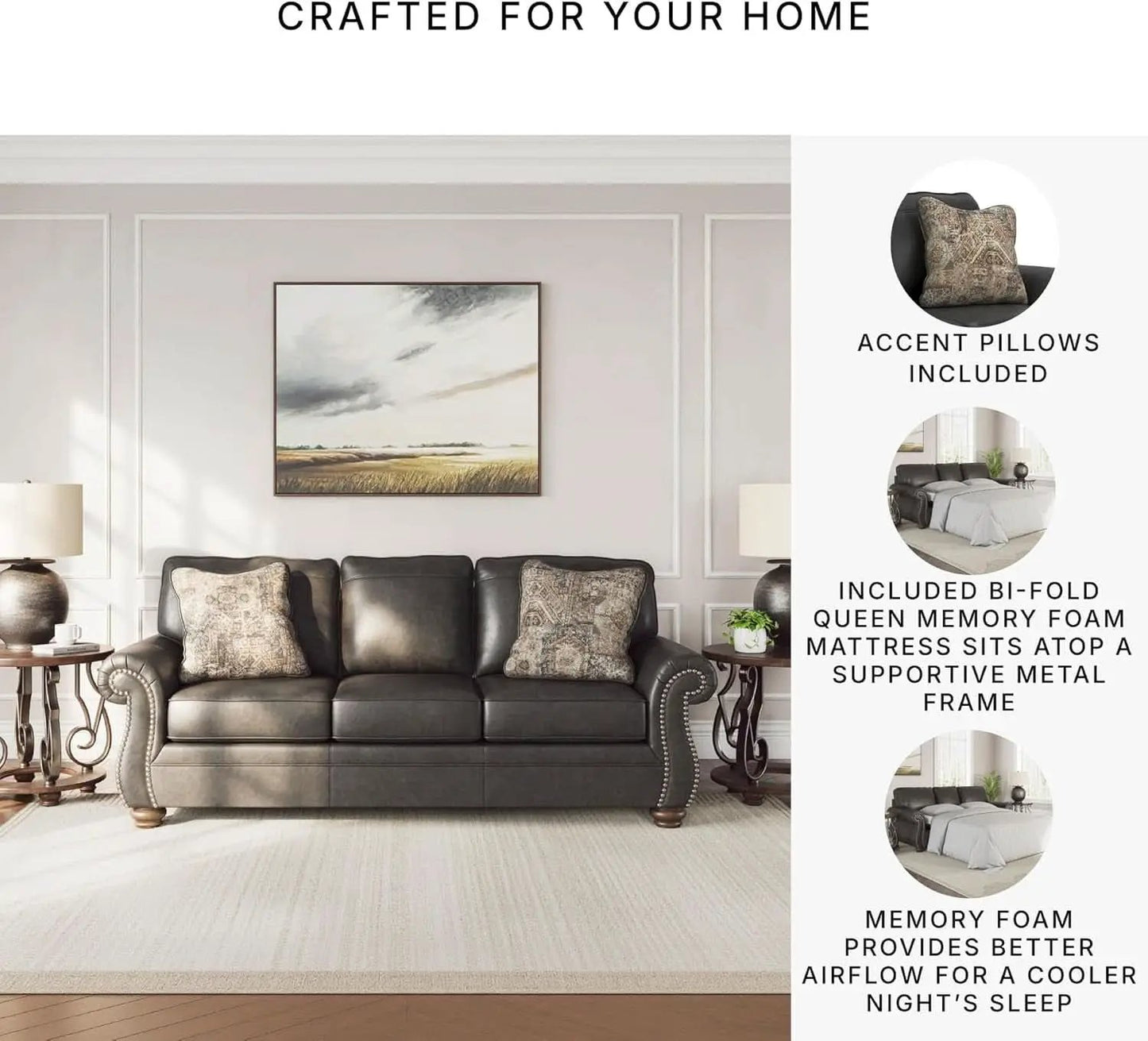 Queen Sofa Sleeper Anthracite Black Memory Foam Ultra from PriceLows™