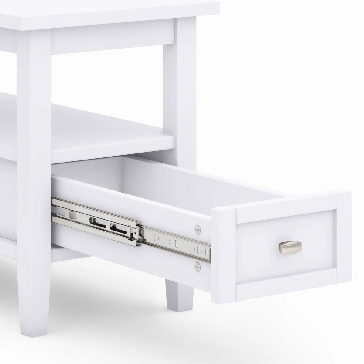Warm Shaker Solid Wood Table | Bottom Drawer | Open Shelf Storage