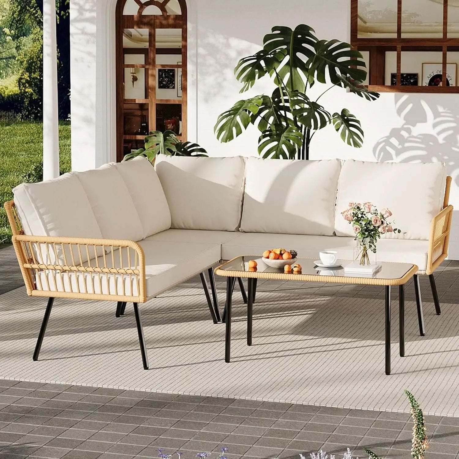 Wicker Patio Furniture Set with Cushions for Outdoor from PriceLows™