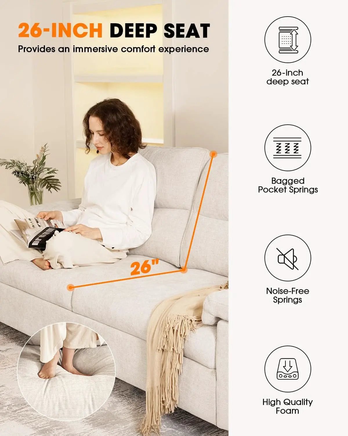 Light Gray Loveseat With Removable Cover And Armrests from PriceLows™