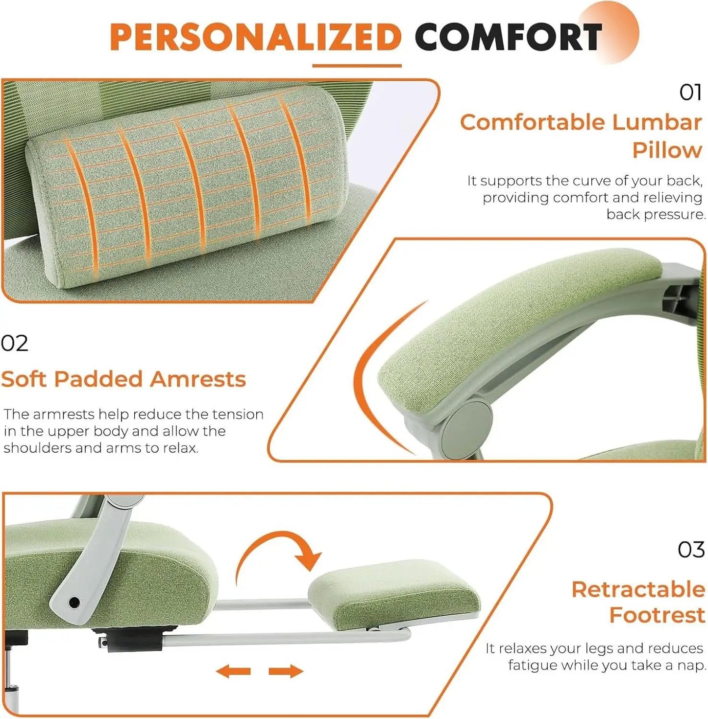 Green Ergonomic High Back Mesh Office Chair Lumbar Support from PriceLows™