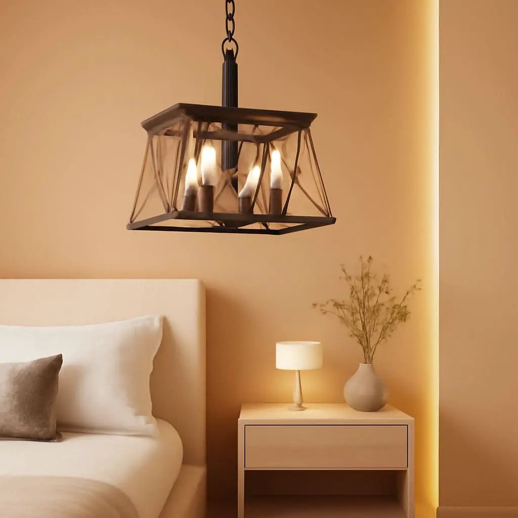 Bronze 4 Light Farmhouse Rustic Chandelier For Dining Room from PriceLows™