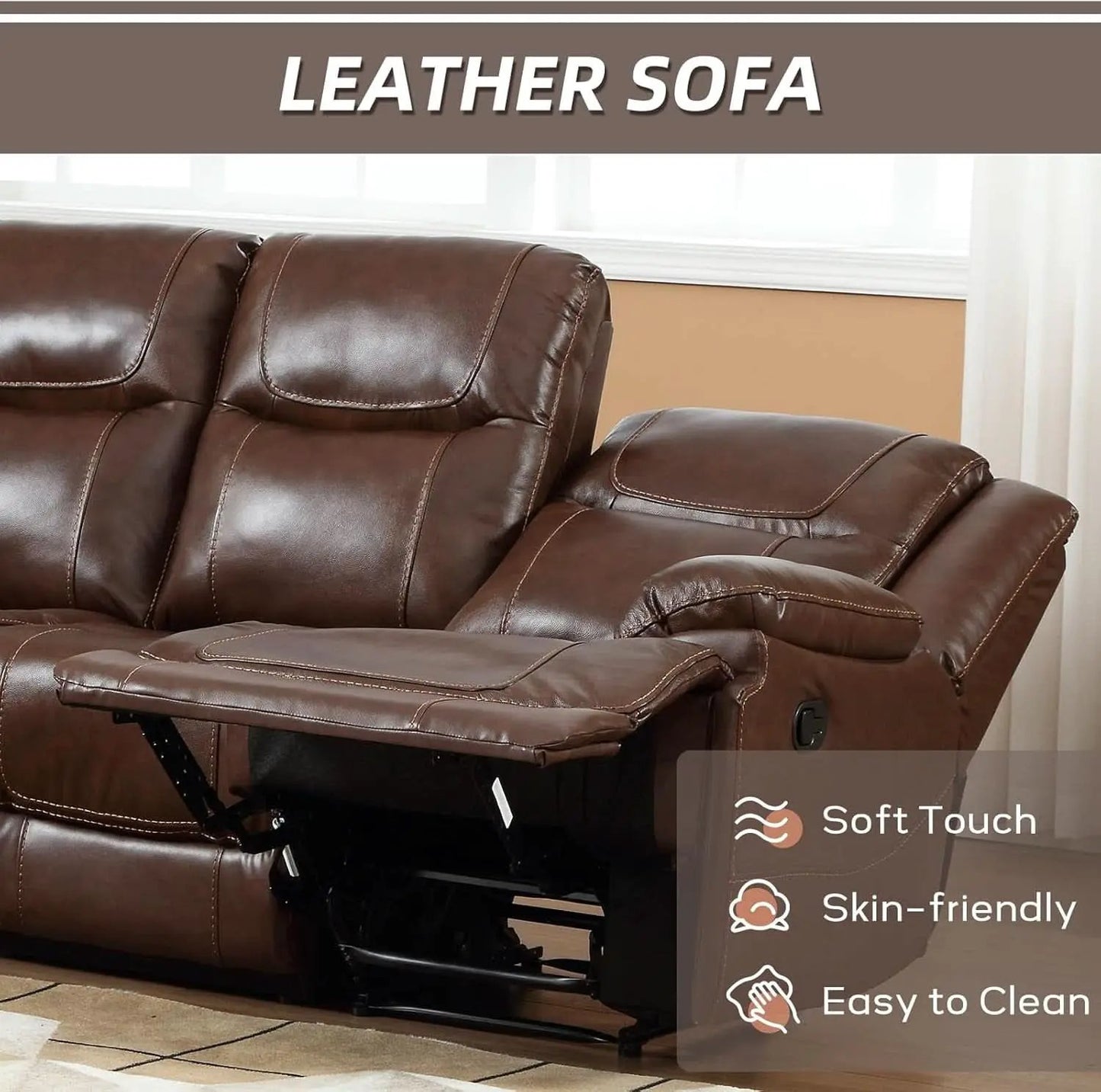 Manual Recliner Sofa Set Brown Living Room Collection from PriceLows™