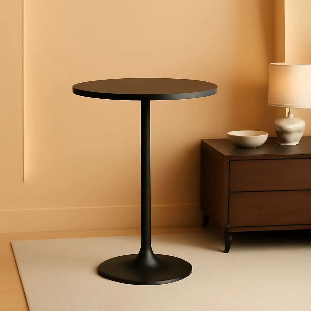Black Circular Bar Table Water proof Coated Metal Base from PriceLows™